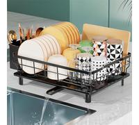 LIONONLY Escurridor de Platos,Gran Escurreplatos de Acero Inoxidable,Estante de Secado de Platos con Bandejas de Goteo,Portautensilios und Boca de Vaciado Giratoria,Escurreplatos sobre Fregadero