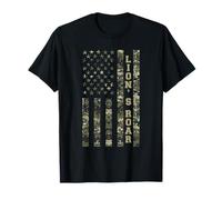 Lion's Roar Patriotic American Flag Camo Distressed Camiseta