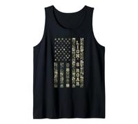 Lion's Roar Patriotic American Flag Camo Distressed Camiseta sin Mangas