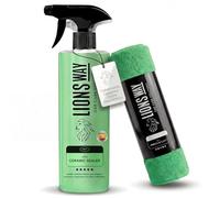 LionsWay: Tratamiento Cerámico Coche Hidrofóbico, c/Sílica. Premium. Sellador, Abrillantador de Alto Brillo, Protección Duradera. Efecto Repelente Lluvia para Carrocería y Cristales (500ml + Bayeta)