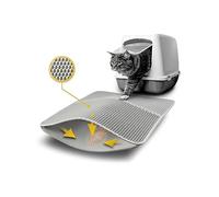 lionto Alfombrilla de arena para Gatos Alfombrilla para caja de arena Almohadilla con diseño de panal Alfombrilla impermeable de doble capa recogida de la arena, 61x38x1,3 cm Gris