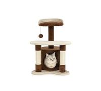 lionto Árbol Rascador para Gatos con Cueva, 65 cm, Marrón/Beige | Rascador compacto con pelota de felpa, cueva, plataforma y sisal para trepar, jugar, descansar y cuidar las uñas
