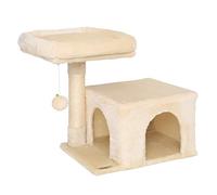 lionto Árbol Rascador para Gatos con Cueva y Pelota, 50 cm, Beige | Rascador compacto con poste de sisal, cueva y plataforma para trepar, jugar, esconderse, descansar y afilar las uñas