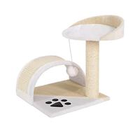 lionto Árbol rascador pequeño con sisal y Pelota, 43 cm, Beige/Blanco | Rascador compacto con plataforma, arco de sisal y pelota para arañar, trepar, jugar y descansar en casa