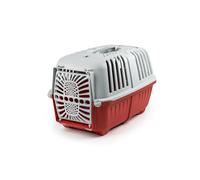 lionto Caja de Transporte de plástico Reciclado para Perros y Gatos, Caja de Transporte para Mascotas, 48x31,5x33 cm, Rojo