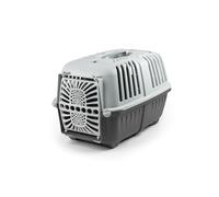 lionto Caja de Transporte de plástico Reciclado para Perros y Gatos, Caja de Transporte para Mascotas,55x36x36 cm, Antracita