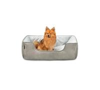 lionto Cama para Perros 2 en 1 con Entrada cómoda, acogedora Cama Reversible para Perros y Gatos, 80x60 cm, cojín para Perros de fácil Limpieza en Apariencia de Ante, Gris Claro/Gris Oscuro