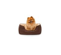 lionto Cama para Perros 2 en 1 con Entrada cómoda, acogedora Cama Reversible para Perros y Gatos, 60x50 cm, cojín para Perros de fácil Limpieza en Apariencia de Ante, marrón/Beige