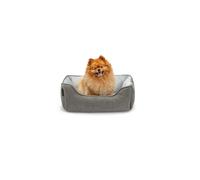 lionto Cama para Perros 2 en 1 con Entrada cómoda, acogedora Cama Reversible para Perros y Gatos, 60x50 cm, cojín para Perros de fácil Limpieza en Apariencia de Ante, Gris Claro/Gris Oscuro