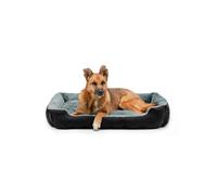 lionto Cama para Perros con cojín Reversible y Base Antideslizante, cojín para Mascotas con Entrada Baja para Perros y Gatos, 90x70 cm, cojín para Perros Acogedor, Negro/Gris
