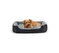 lionto Cama para Perros con cojín Reversible y Base Antideslizante, cojín para Mascotas con Entrada Baja para Perros y Gatos, 75x60 cm, cojín para Perros Acogedor, Negro/Gris