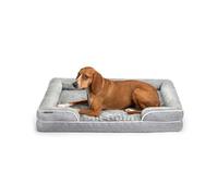 lionto Cama ortopédica para Perros con Borde Elevado, 97x71x17 cm, Cojín Resistente con Suave Franela, Funda extraíble y Lavable, Antideslizante, Apta para Perros Grandes, pequeños y Gatos, Gris