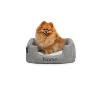 lionto Cama para Perro cojín de Piso Reversible, (S) 60x50 cm Gris (con Nombre Impreso)