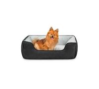lionto Cama para Perros 2 en 1 con Entrada cómoda, acogedora Cama Reversible para Perros y Gatos, 80x60 cm, cojín para Perros de fácil Limpieza en Apariencia de Ante, Negro/Gris