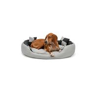 lionto Cama para Perros 4 en 1 cojín para Perros Cesta para Perros con cojín Reversible, (M) 85x70 cm Gris/Negro