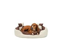 lionto Cama para Perros 4 en 1 cojín para Perros Cesta para Perros con cojín Reversible, (M) 85x70 cm Marrón/Beige
