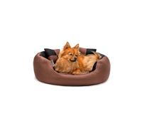 lionto Cama para Perros 4 en 1 cojín para Perros Cesta para Perros con cojín Reversible, (S) 65x50 cm Negro/Marrón