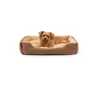 lionto Cama para Perros con cojín Reversible y Base Antideslizante, cojín para Mascotas con Entrada Baja para Perros y Gatos, 75x60 cm, cojín para Perros Acogedor, marrón/Beige