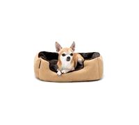 lionto Cama para Perros con cojín Reversible y Base Antideslizante, cojín para Mascotas con Entrada Baja para Perros y Gatos, 50x37 cm, cojín para Perros Acogedor, Beige/marrón