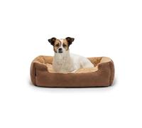 lionto Cama para Perros con cojín Reversible y Base Antideslizante, cojín para Mascotas con Entrada Baja para Perros y Gatos, 60x48 cm, cojín para Perros Acogedor, marrón/Beige