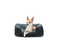 lionto Cama para Perros con cojín Reversible y Base Antideslizante, cojín para Mascotas con Entrada Baja para Perros y Gatos, 50x37 cm, cojín para Perros Acogedor, Negro/Gris