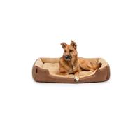 lionto Cama para Perros con cojín Reversible y Base Antideslizante, cojín para Mascotas con Entrada Baja para Perros y Gatos, 90x70 cm, cojín para Perros Acogedor, marrón/Beige