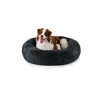 lionto Cama Tipo Donut para Perros y Gatos, Cama Redonda mullida para Mascotas pequeñas y Grandes, Ø 100 cm, cojín Suave de Felpa esponjosa con Relleno Extra Grueso, Gris Oscuro