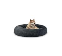 lionto Cama Tipo Donut para Perros y Gatos, Cama Redonda mullida para Mascotas pequeñas y Grandes, Ø 120 cm, cojín Suave de Felpa esponjosa con Relleno Extra Grueso, Gris Oscuro