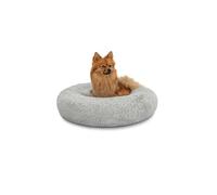 lionto Cama Tipo Donut para Perros y Gatos, Cama Redonda mullida para Mascotas pequeñas y Grandes, Ø 60 cm, cojín Suave de Felpa esponjosa con Relleno Extra Grueso, Gris Claro