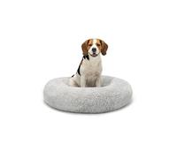 lionto Cama Tipo Donut para Perros y Gatos, Cama Redonda mullida para Mascotas pequeñas y Grandes, Ø 80 cm, cojín Suave de Felpa esponjosa con Relleno Extra Grueso, Gris Claro