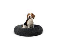 lionto Cama Tipo Donut para Perros y Gatos, Cama Redonda mullida para Mascotas pequeñas y Grandes, Ø 80 cm, cojín Suave de Felpa esponjosa con Relleno Extra Grueso, Gris Oscuro