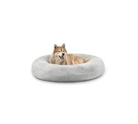 lionto Cama Tipo Donut para Perros y Gatos, Cama Redonda mullida para Mascotas pequeñas y Grandes, Ø 120 cm, cojín Suave de Felpa esponjosa con Relleno Extra Grueso, Gris Claro