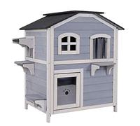 lionto Casa en forma de cueva, Villa para gatos, cabaña 80x55x90 cm, recinto Gris