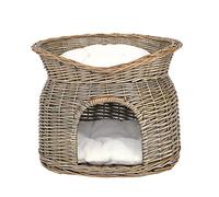 lionto Cesta de mimbre para gatos cesta para gatos cueva gatos 55x39x43 cm Gris