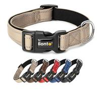 lionto Collar de Perro Acolchado Collar de Nylon Reflectante Impermeable Ajustable, Tamaño S, Beige