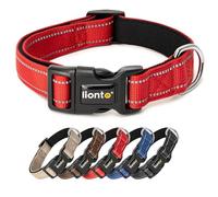 lionto Collar de Perro Acolchado Collar de Nylon Reflectante Impermeable Ajustable, Tamaño XL, Rojo