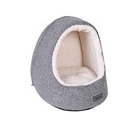 lionto Cueva para Gatos, cojín Reversible, 40 x 35 x 38 cm, Gris Claro | Cueva acolchada con cojín reversible y base antideslizante, pensada como rincón tranquilo para gatos en casa
