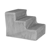 lionto Escalera para Mascotas Escalera para Gatos Escalera para Perros con Funda de Felpa 46x36x34 cm, Gris Claro