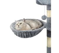 lionto Hamaca Hecha de Felpa Suave para Árbol Escalador para Gatos Diámetro 40 cm, 15 cm Profundidad Gris Claro