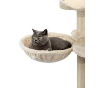 lionto Hamaca Hecha de Felpa Suave para Árbol Escalador para Gatos Diámetro 40 cm, 15 cm Profundidad Beige