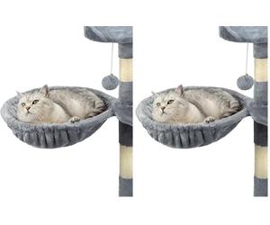 lionto Hamaca Hecha de Felpa Suave para Árbol Escalador para Gatos Diámetro 40 cm, 15 cm Profundidad Gris Claro (Paquete de 2)