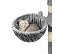 lionto Hamaca Hecha de Felpa Suave para Árbol Escalador para Gatos Diámetro 40 cm, 25 cm Profundidad Gris Claro