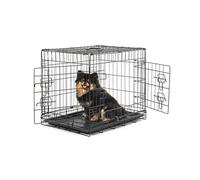 lionto Jaula Transporte Plegable para Perros Caja de Transporte, (M) 61x44x51 cm Negro