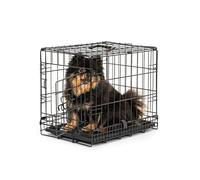 lionto Jaula Transporte Plegable para Perros Caja de Transporte, (S) 45x31x36 cm Negro