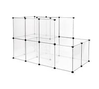 lionto Parque de Plástico para Conejos, 2 Niveles, 147 x 75 x 92 cm | Veintisiete paneles de plástico y una rampa de rejilla forman un recinto ampliable de dos niveles para interior o exterior