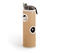 lionto Rascador de Yute con Pelota y Borde de Peluche, 100 cm de Alto, árbol rascador Estable para Gatos Grandes y pequeños, Ideal para uñas, Entretenimiento y escondites, Ø 36 cm, Beige