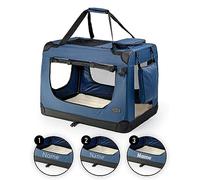 lionto Transportín para Perros Bolsa transportín para Perros Transportín Plegable Autobox Bolsa para Animales pequeños, (M) 60x42x44 cm Azul (con Nombre Impreso)