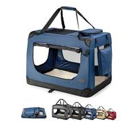 lionto Transportín para Perros Bolsa transportín para Perros Transportín Plegable Autobox Bolsa para Animales pequeños, (M) 60x42x44 cm Azul