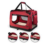 lionto Transportín para Perros Bolsa transportín para Perros Transportín Plegable Autobox Bolsa para Animales pequeños, (L) 70x52x50 cm Rojo (con Nombre Impreso)
