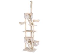 lionto XXL Árbol Rascador Escalador para Gatos Altura Ajustable del Techor 230-250 cm, Beige/Blanco